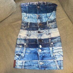 Jean tube top dress